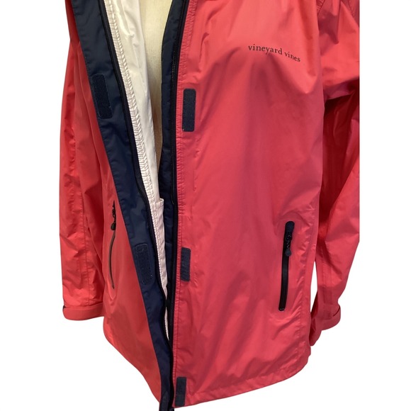 Vineyard Vines Hooded Rain Shep Jacket Watermelon Pink Coral Org $178 - Large - Picture 5 of 12